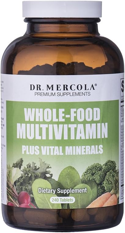 Dr. Mercola aliments entiers Multivitamine Plus minéraux vitaux Supplément alimentaire, 30 portions (240 comprimés)