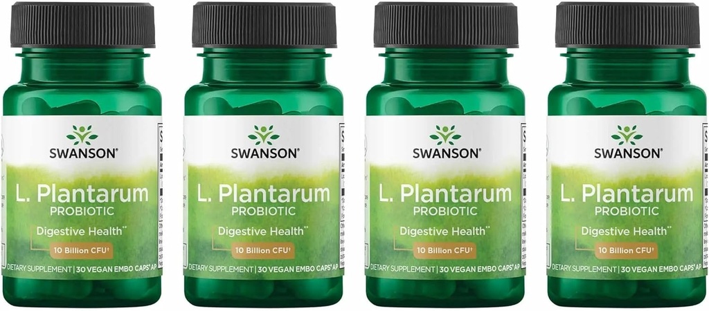 Swanson L. Plantarum - Supplément digestif Promotion de l'équilibre gastro-intestinal et de la régularité du Bowel - Formule naturelle pour aider à réduire le ballonnement - (30 Capsules de légumes) 4 Pack