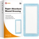 Carbou Super Absorbent Plaquettes de Dressing Bound 4"x 8", 10 Pack individuel, Bandages Absorbants Non Adhésifs pour Soins Blessures, Dressing Doucement Absorbant, Plaquettes de Gauze Non Stick pour Blessures