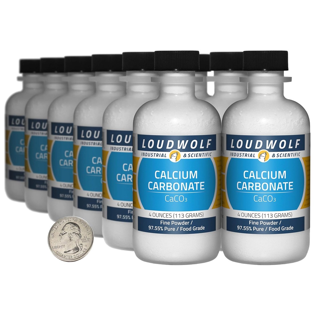 Carbonate de calcium / 3 livres / 12 bouteilles / 97,55 % Pure Food Grade/fin poudre
