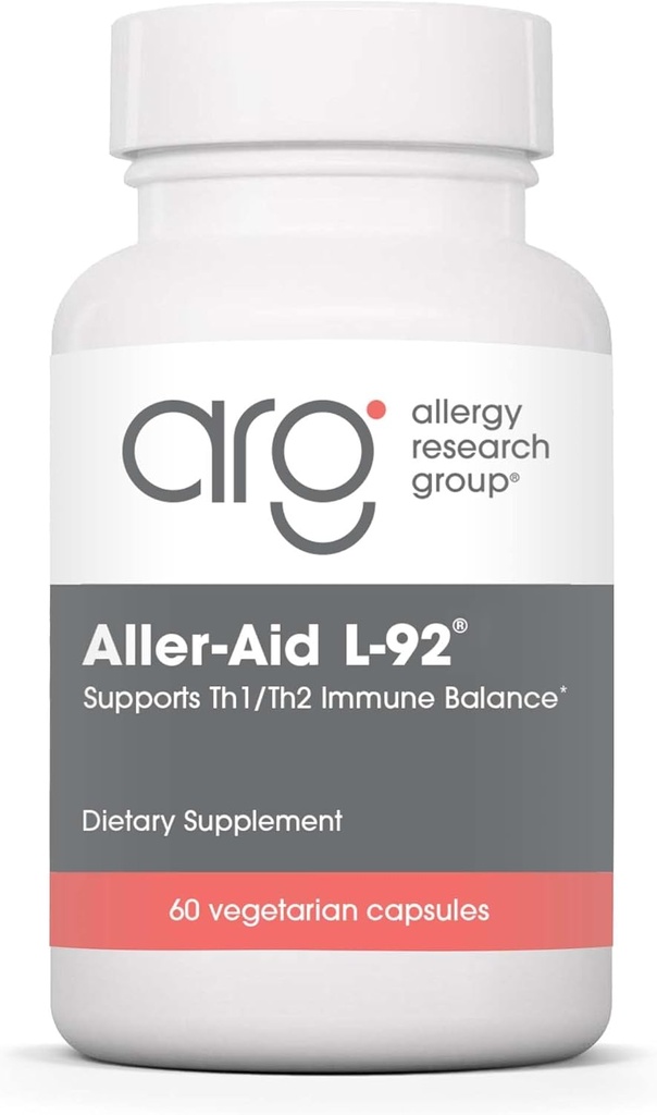 Allergy Research Group Aller-Aid L92 Supplément - avec Lactobacillus Acidophilus, Inde Frankencens, Acide boswellique, Capsules végétariennes - 60 Compte