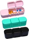 3 pièces Organisateur de pilules, 3 minuteur quotidien de la preuve d'humidité Pill Box Pocket Purse Portable Voyage Conteneur de vitamines Cas de médecine