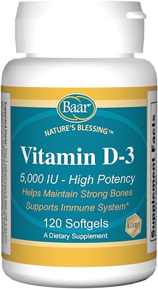Vitamine de Baar D-3 Softgels, 5 000 UI, 120 Softgels