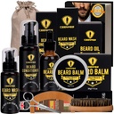 Ceenwes Upgraded Beard Grooming Kit - Conditionneur, Huile, Brosse, Peigne, Baume, Ciseaux, Sac de rangement pour le Trimming de la barbe et de la moustache, Cadeau Homme parfait