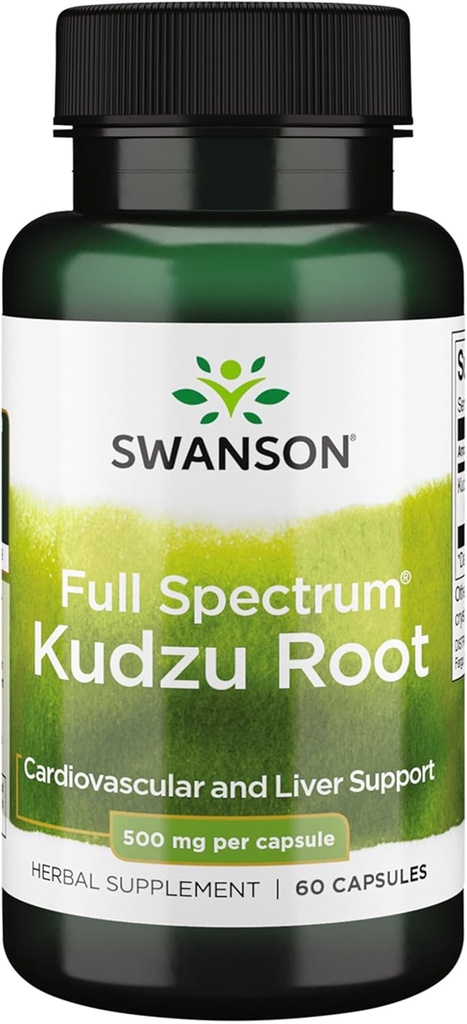 Swanson Full Spectrum Kudzu Root - Supplément à base de plantes appuyant la santé cardiaque et la santé du foie - Peut soutenir la santé de la pression artérielle et des niveaux de cholestérol - (60 capsules, 500mg chacune)