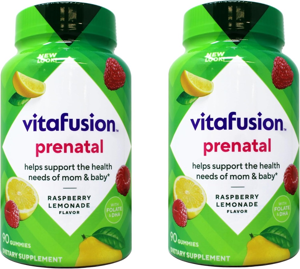 Vitafusion Dha prénatale et acide folique Vitamines gommy 90 Compte (2 paquets)
