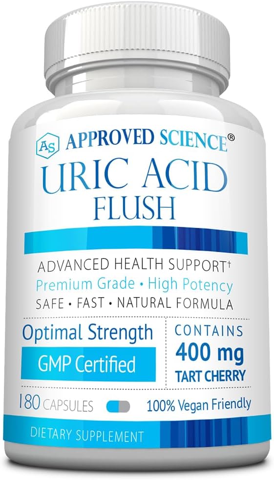 Supplément de liquide d'acide Urique Science® approuvé avec acide folique et cerise à tart - 180 capsules - 3 mois d'approvisionnement