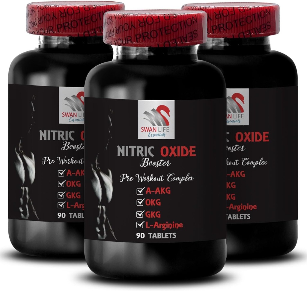 L-citrulline and l-arginine Supplements - Nitric Oxide Booster - Endurance, Nitric Oxide Flow, Strength Training, Fitness Support, Pre-Gym Boost, Muscle Pump, Physical Boost 3 Bottles 270 Tablets
