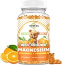Magnésium complexe Gommies pour les enfants et les adultes- Supplément de magnésium Glycinate- Soutenir le soulagement du stress calme, les os, l'humeur végétalien- sans sucre orange saveur, 60 Gummies