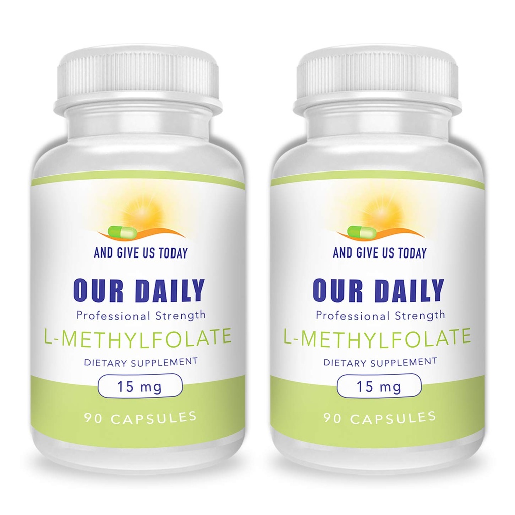 AND GIVE NOUS AUJOURD'HUI NOTRE L-méthylfolate 15mg (2 bouteilles) - 180 capsules - Folate de méthyle actif de force professionnelle - Supplément 5-MTHF - Non OGM, sans gluten, sans remplissage