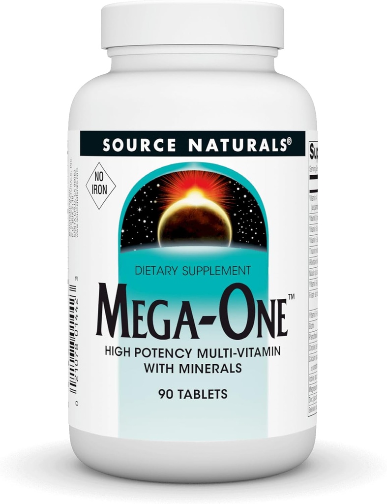 Source Naturals Mega-One Muti-Vitamin with Minerals, No Iron - 90 Tablets