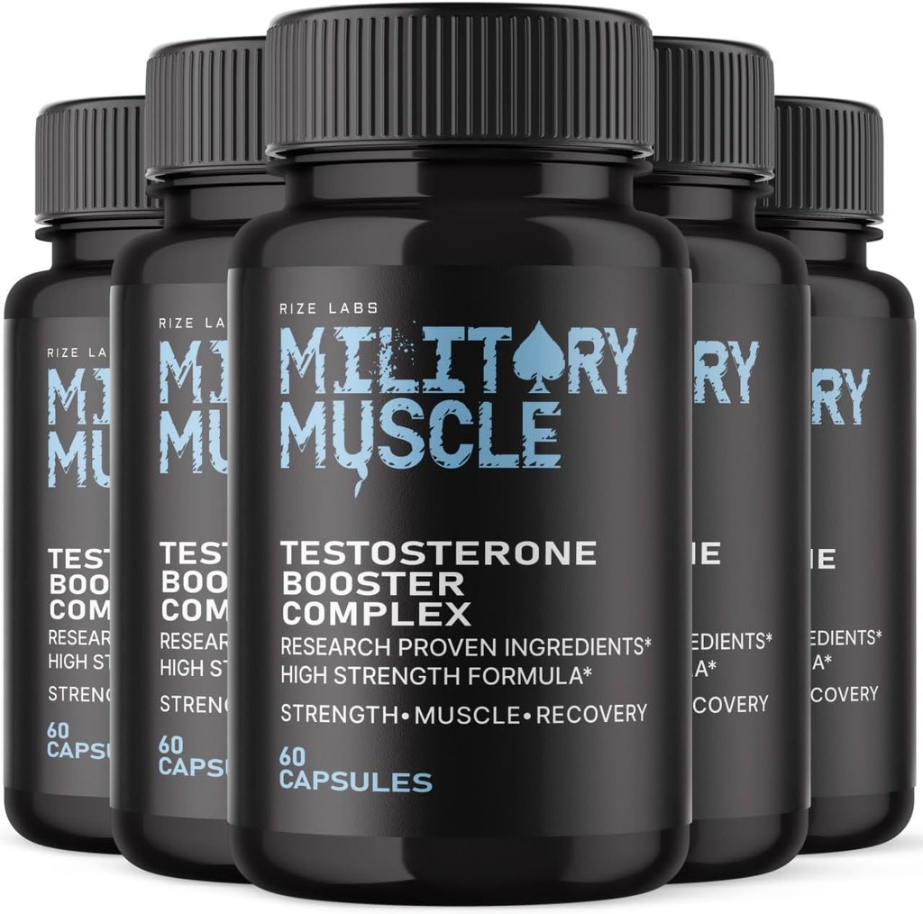rize labs Muscle militaire masculin, tout complément alimentaire naturel pour améliorer la performance, Capsules promouvoir l'endurance et l'énergie - Pack de 5(300 Capsules)