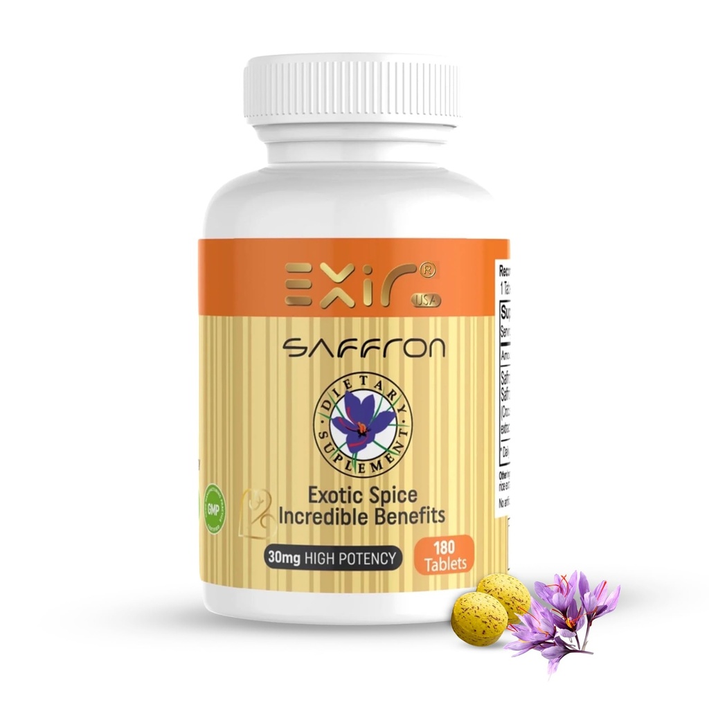 Saffron Dietary Supplement - Mood Support - Naturellement se sentir en hausse - Aucun effet de retrait - Plus grand bien-être émotionnel - 100% Herbal et naturel, 180 comprimés