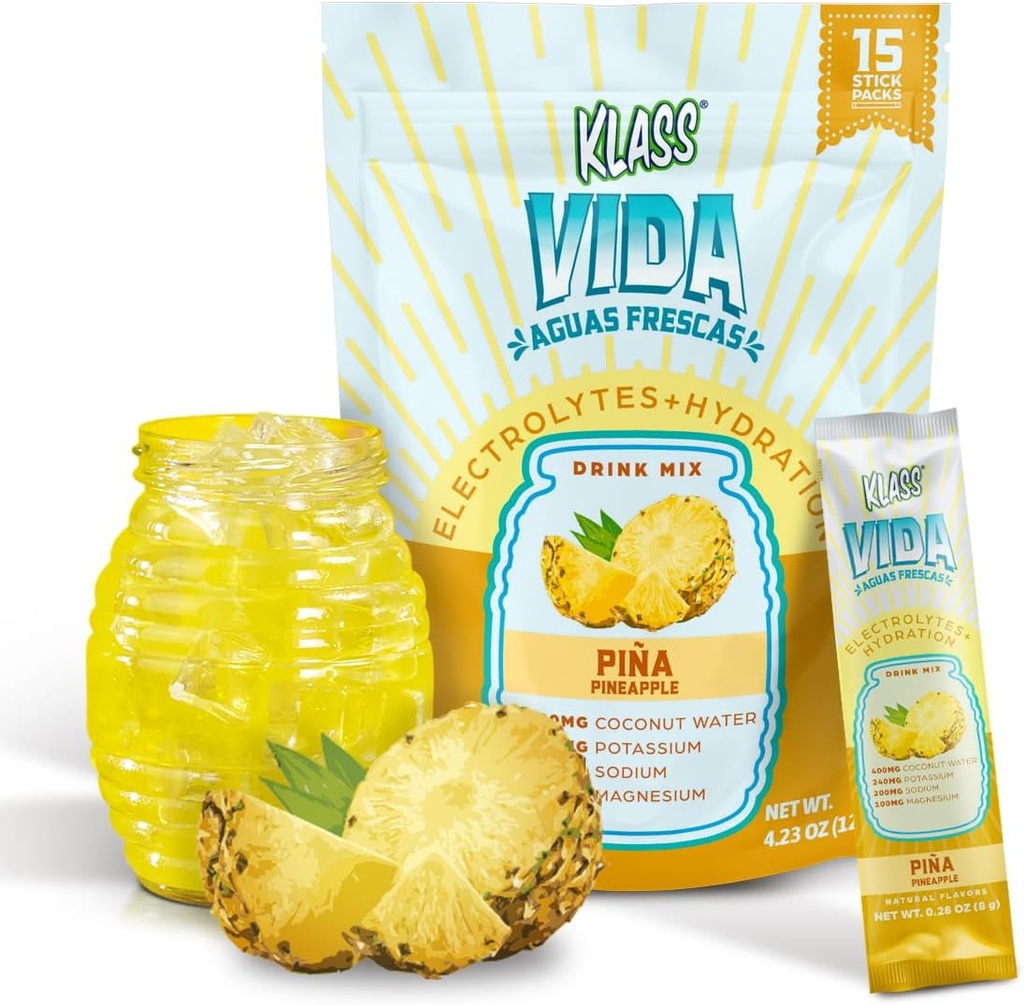 Mélange de boissons électrolytiques – Agua Fresca Flavor de l'ananas en poudre d'hydratation sans sucre avec eau de coco et minéraux