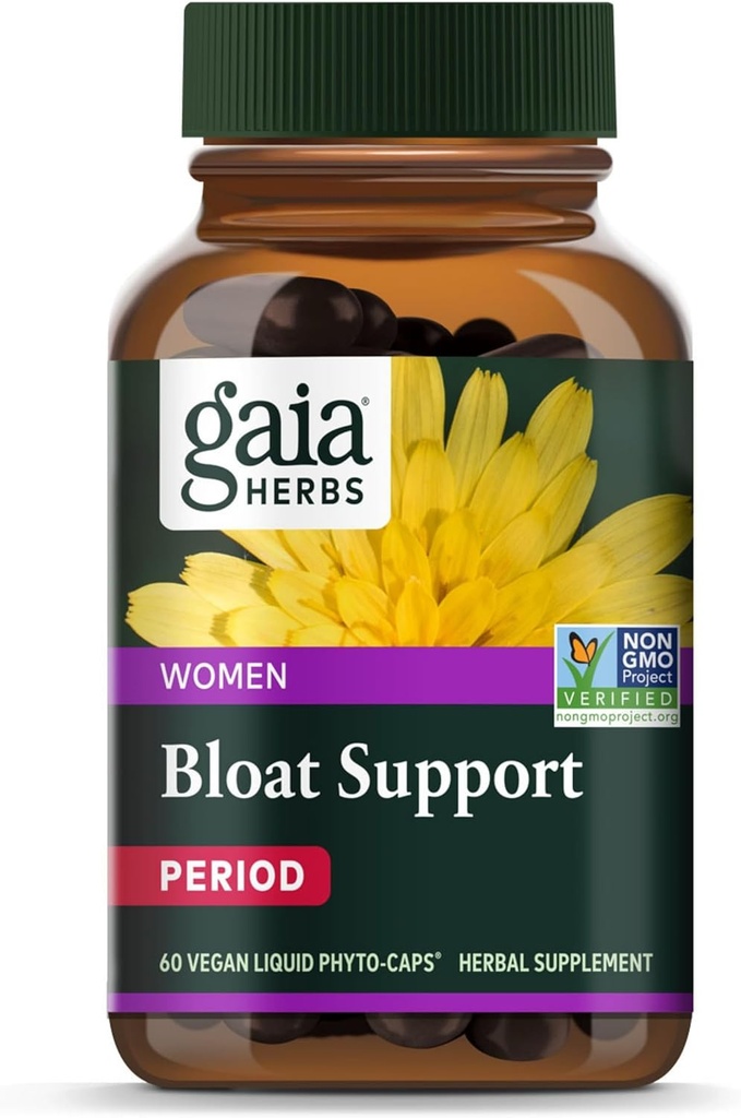 Gaia Herbs Bloat Support - Supplément santé des femmes pour soutenir Bloating & Digestion - Fabriqué avec Dandelion Leaf, Burdock Root, Horsetail et plus - 60 Capsules Vegan (30 portions)