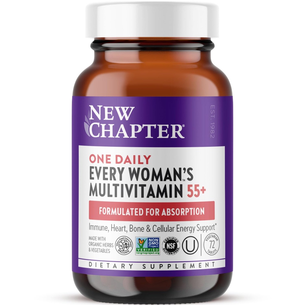 Nouveau chapitre Femmes Multivitamine 55+, Astaxanthine, B6, B12, D3, Vitamine C & Zinc, Immune, coeur, énergie cellulaire, et os support, doux sur l'estomac, un jour, non-OGM, sans gluten, 72 comprimés