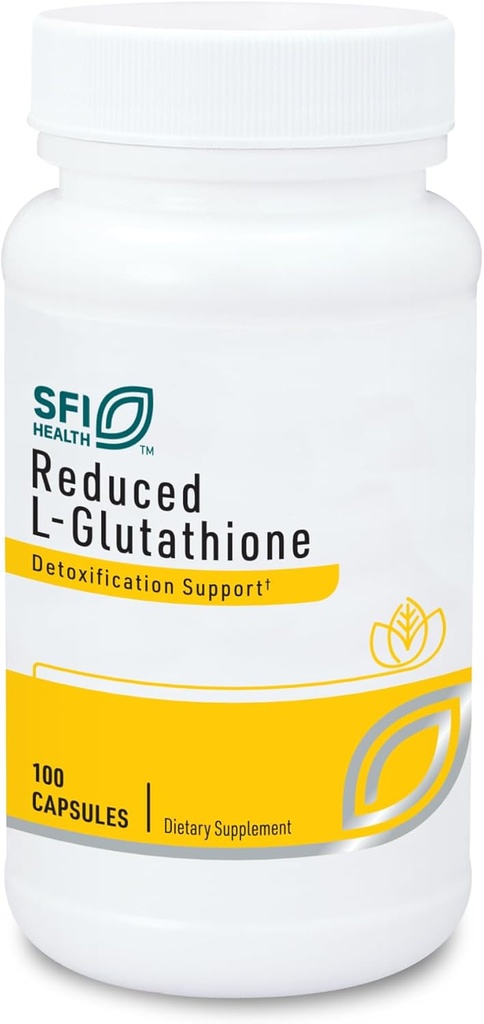 Klaire Labs SFI Health Reduced L-Glutathion 150mg - Supplément antioxydant avec Magnésium pour le foie, la désintoxication et le soutien immunitaire - Forme active, réduite - Hypoallergénique (100 capsules)