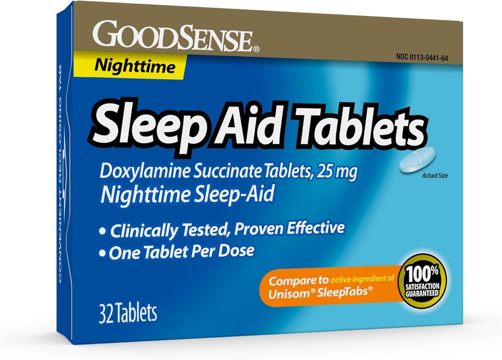 BonSense aide au sommeil Doxylamine Succinate comprimés, 25 mg, 32-count, nuit aide au sommeil pour vous aider à dormir