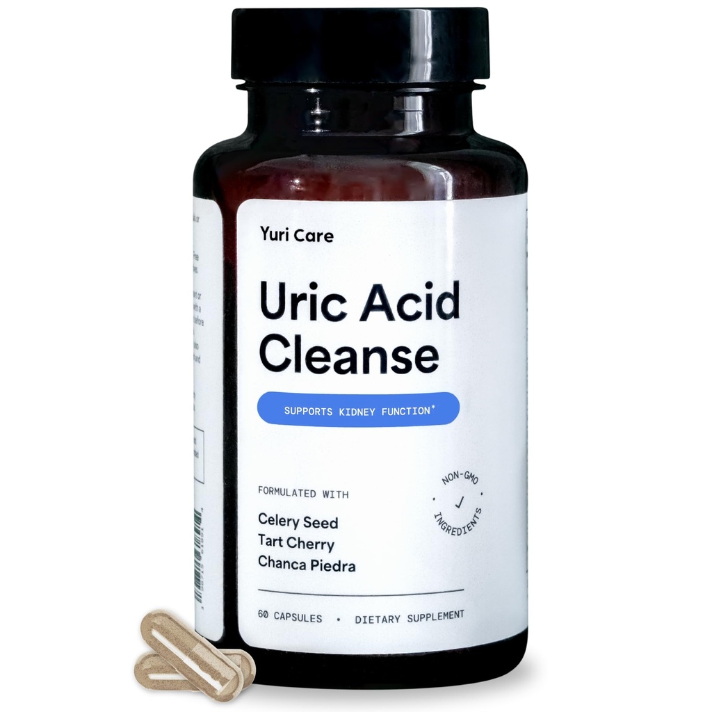 Nettoyez l'acide urique naturel avec 2000mg Graines de céleri, 1000mg Chanca Piedra, Extrait de grenade, Capsules d'extrait de cerise de tart - Nettoyage du rein Détox et réparation pour l'acide urique Flush