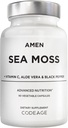 Supplément de mousse de mer d'Amen - 1000 mg de mousse de mer d'Irlande biologique, Bladderwrack, Burdock - Vitamine C, Aloe Vera, poivre noir - Superfood d'algues, vitamines, minéraux et antioxydants - Non-OGM - 90 capsules