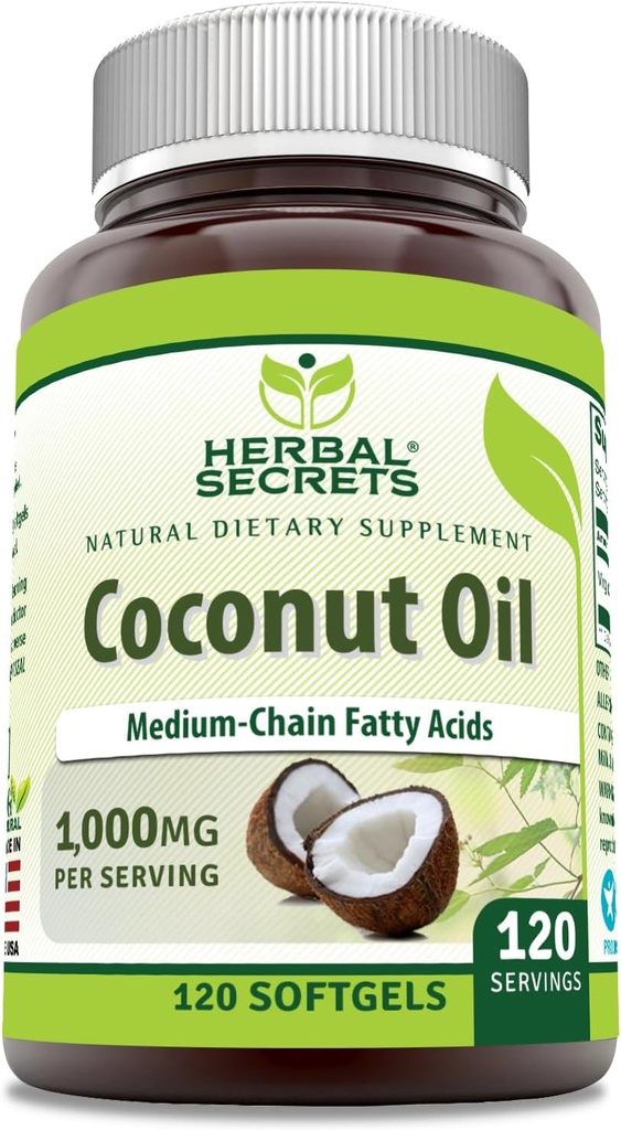 Herbal Secrets Huile de noix de coco 1000 Mg 120 Softgels Supplement