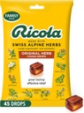 Ricola Drops de toux à base de plantes originales, 45 Compte, Toux Supprimant et Gorge Soulager les gouttes avec le menthol d'origine naturelle, Plaisir goût à base de plantes pour Toux et Gorge Irritation Symptom Relief