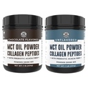 Performance de la côte gauche Chocolat MCT Oil Powder & Collagen Peptides, 1lb + Huile MCT non aromatisée Poudre & Collagen Peptides, 1lb