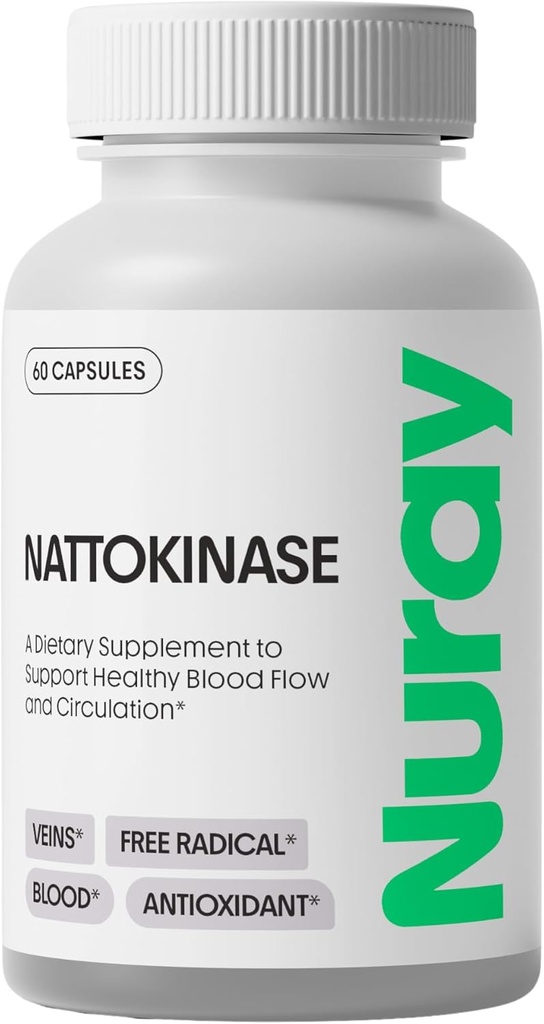 Nuray Nattokinase 150 mg, 20 000 UF par portion – soutient la circulation saine et la fonction vasculaire, 60 capsules végétariennes
