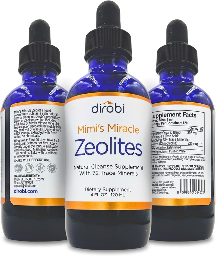 Zéolites miracles de Mimi: Détox métal lourd supplément zéolite gouttes avec 70 minéraux traces pour les adultes et les enfants - soutient la restauration cellulaire, immunitaire et la santé du piège digestif (4 oz bouteille, 60 jours d'approvisionnement)