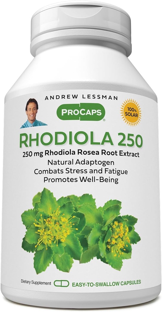 ANDREW MOINSMAN Rhodiola Rosea 250mg - 240 Capsules - Extrait normalisé. Adaptogène naturel. Combattre le stress et la fatigue. Il favorise le bien-être. Pas d'additifs. Petites capsules faciles à avaler