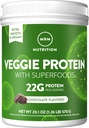 MRM Nutrition Veggie Protéine avec superaliments au chocolat Saveuré de 22g Protéine complète de 8,8g Acides aminés essentiels de 13 superaliments avec Omega 3s et Omega6s de 30 portions