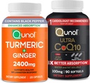 Qunol CoQ10 et curcuma: Curcumine curcuma, 2400mg, 105 Capsules et Ultra CoQ10 100mg, 90 Softgels