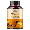 Gingembre curcuma avec poivre noir et gingembre 1000 mg 120 capsules Supplément curcuma et gingembre avec 95 % de curcuminoïdes Supplément de force supplémentaire Supplément de soutien conjoint Exclusivité - 120 capsules