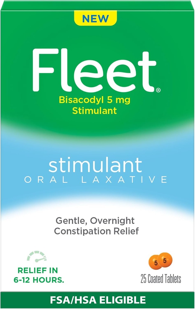 Comprimés laxatifs oraux de la flotte pour le soulagement de la constipation nocturne pour adultes, stimulant laxatif, 25 comtes