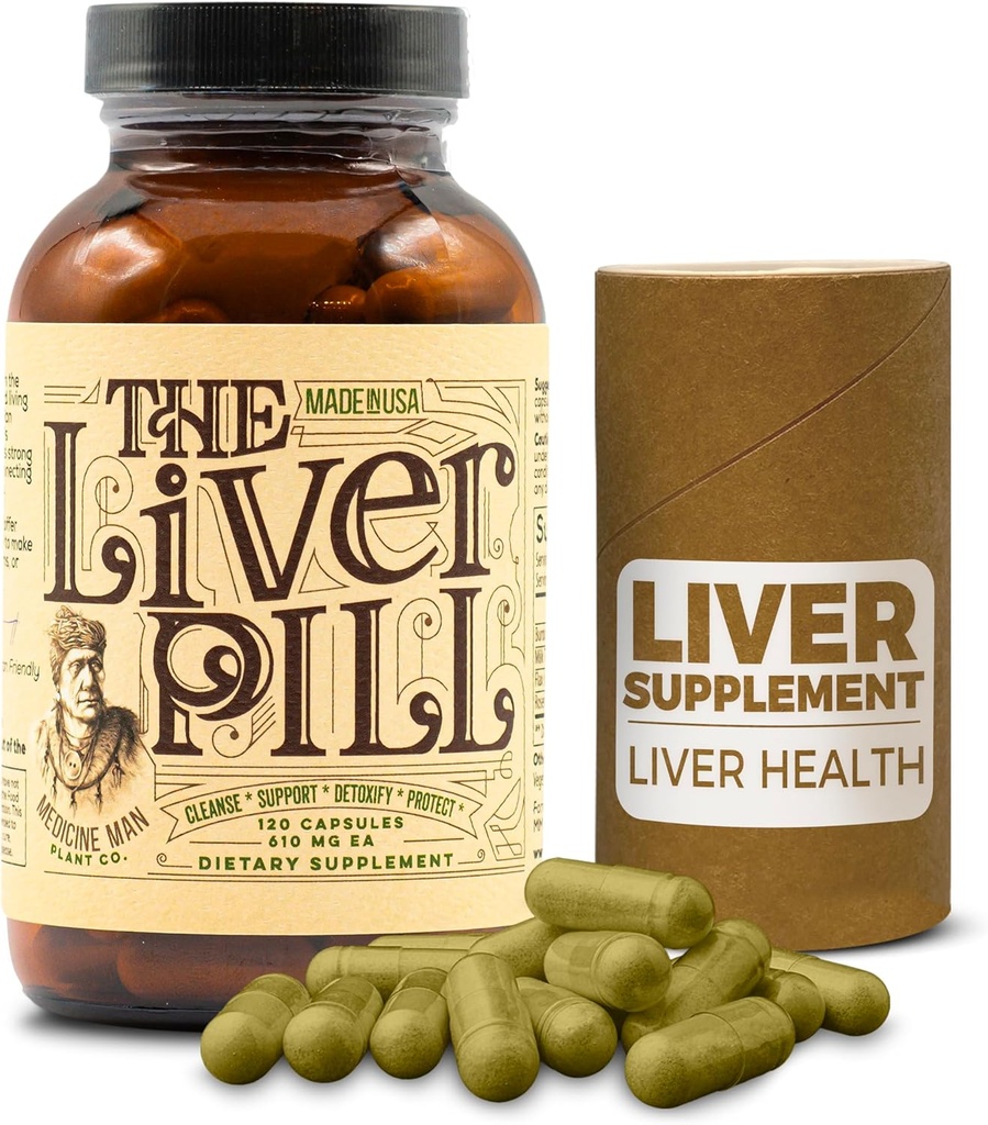La pilule du foie 120 Capsules - Nettoyez le foie à base de plantes Détox et réparez les pilules avec la racine de l'ardoise, le chardon de lait, le romarin et les graines de lin - Pilules du foie non OGM, biologiques et naturelles pour hommes et femmes
