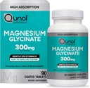 Qunol Magnésium Glycinate 300mg, 100% Glycinat Supplément de magnésium chélaté, comprimés 90ct