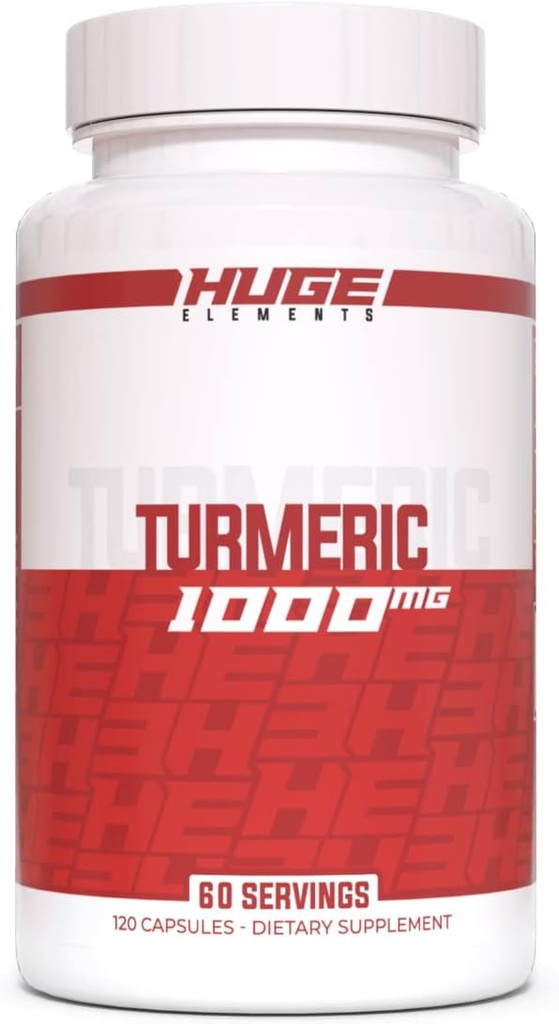 Huge Supplements Turmeric, 1000mg of Pure Turmeric Root Extract per Serving, 95% Curcuminoids, Antioxidant Supplement, Non-GMO, Gluten-Free - 120 Capsules
