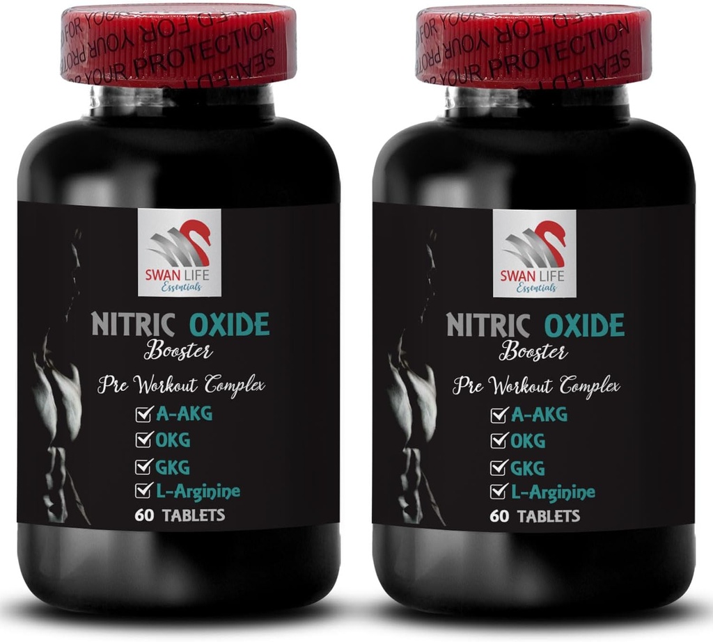 Compléments d'oxyde nitrique pour hommes - NITRIC OXIDE BOOSTER - L-Arginine, Support de force, Rehausseur d'endurance, Supplément d'exercice, Formule d'alimentation, Mélange d'énergie, Formation focus 2 Bouteille 120 Comprimés