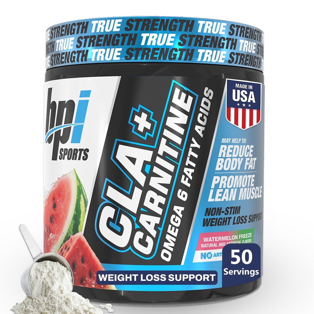 BPI Sports CLA+Carnitine – CLA L Carnitine et acide linoléique – L Carnitine Supplément pour perte de poids, métabolisme et muscle maigre – Sans caféine – Gel de pastèque – 50 portions – 12,34 oz