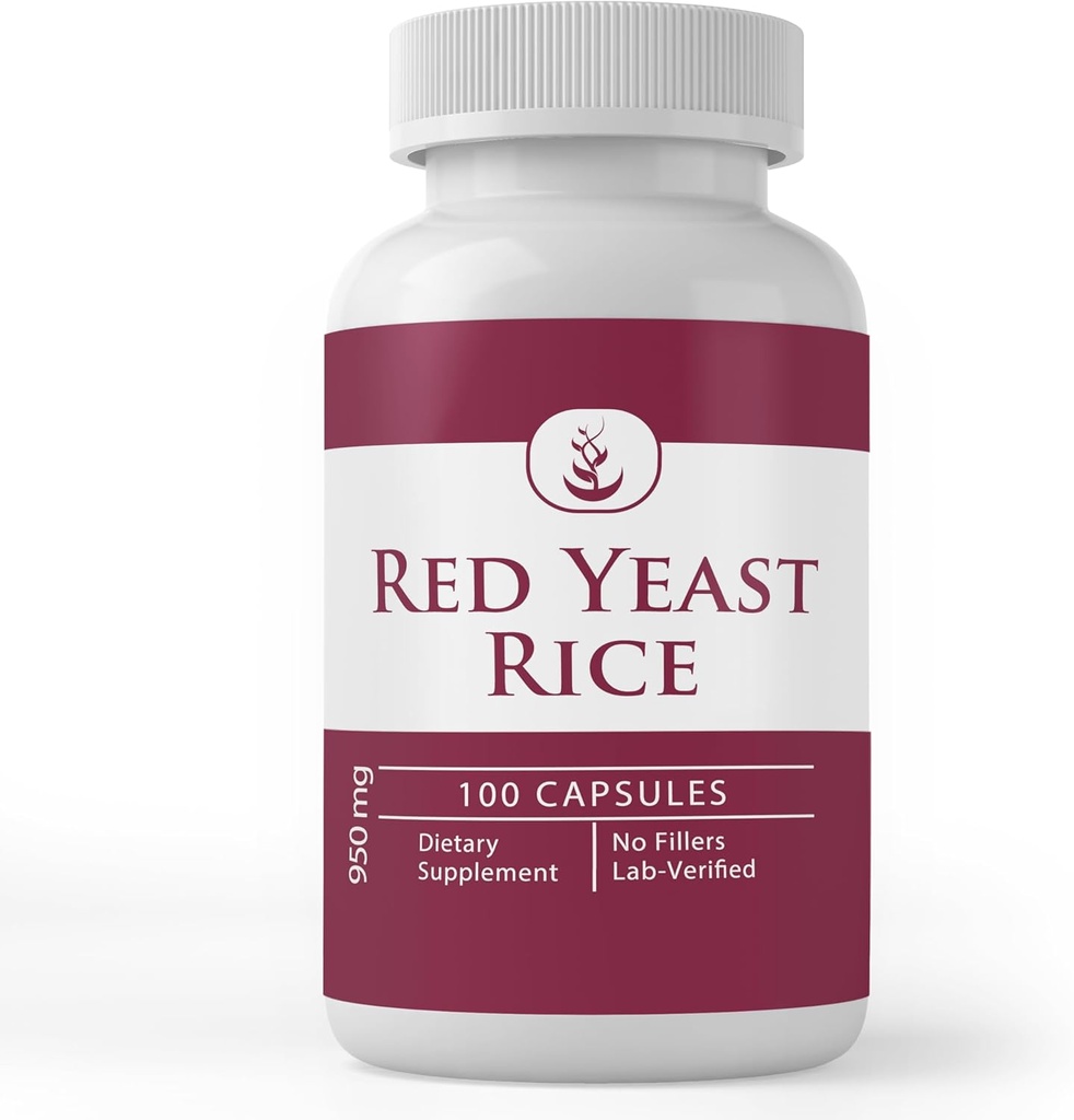 Ingrédients originaux purs Extrait de riz rouge de levure, (100 capsules) Toujours pur, sans additifs ou remplisseurs, laboratoire vérifié (100 capsules)
