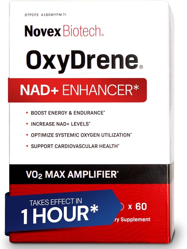 Novex Biotech Oxydrene NAD+ Enhancer - Supplément naturel Promouvoir le métabolisme et le soutien cardiovasculaire pour les hommes et les femmes - (60 capsules)