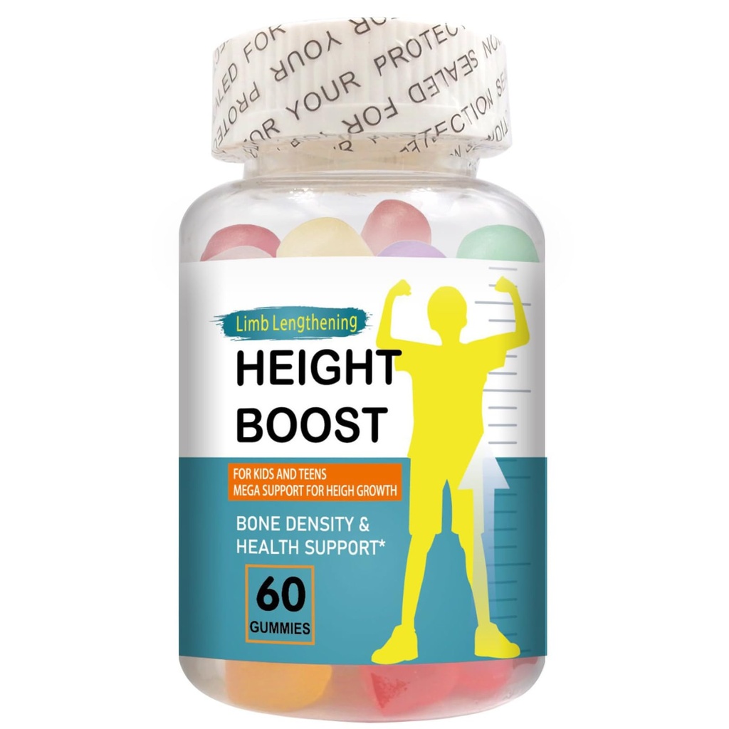 Gommies de croissance des os pour les enfants et les adolescents – soutien de croissance naturelle avec calcium, vitamine D3, K2, collagène hydrolysat et mélange à base de plantes – supplément de force et de hauteur des os – 60 gommies