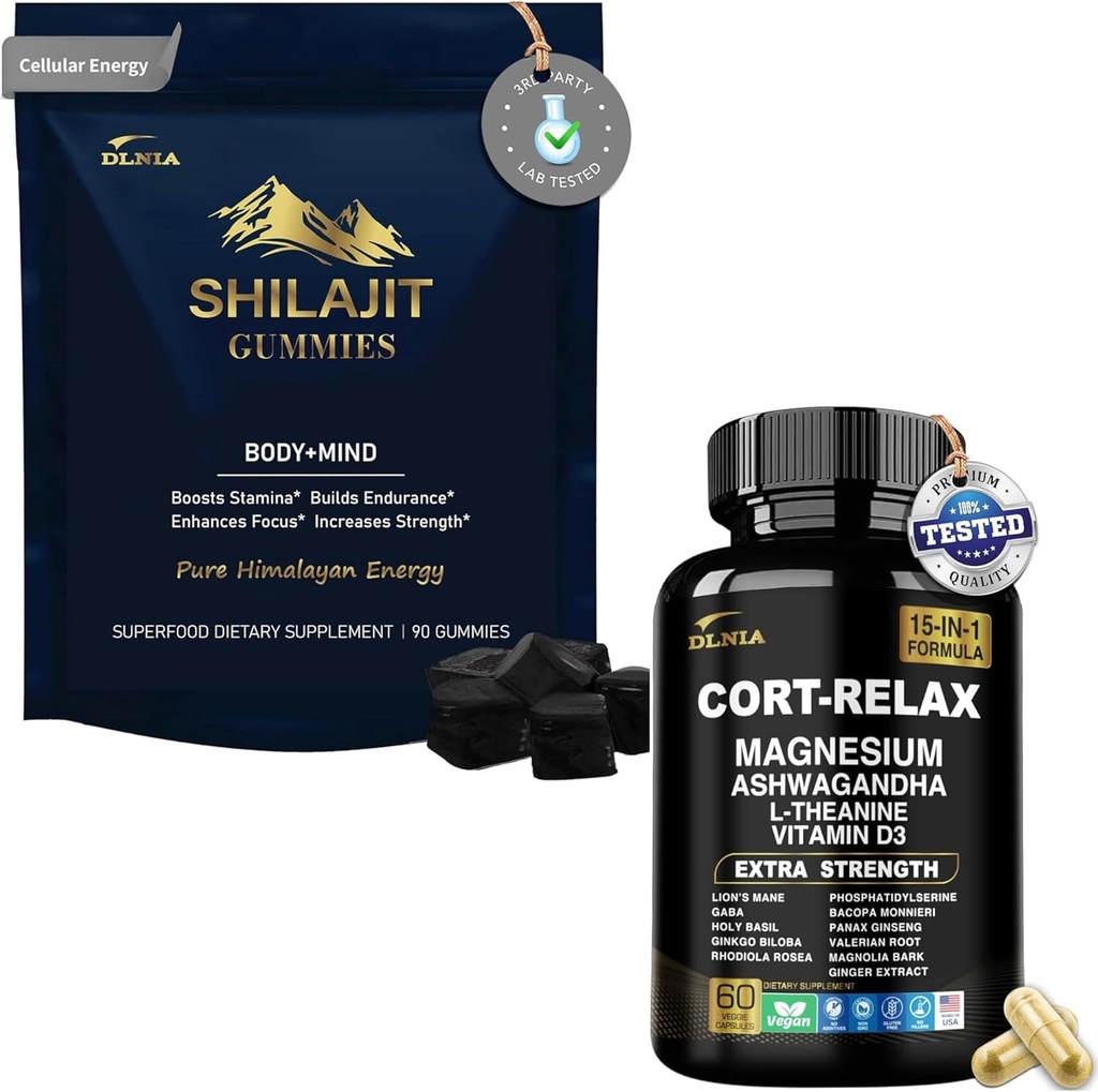 Shilajit Ashwagandha Gummies & Magnésium Supplément Calme Duo