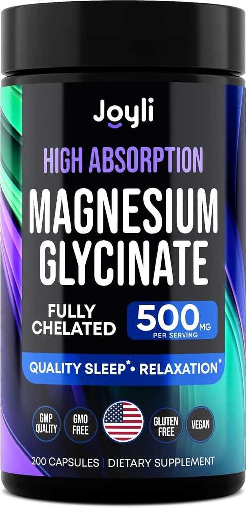 Magnesium Glycinate 500MG - Magnesium for Sleep - High Absorption Chelated Mag Supplement - Glicinato De Magnesio 400mg + 100mg - Mag Glycinate for Women, for Kids - 200 Vegan Capsules