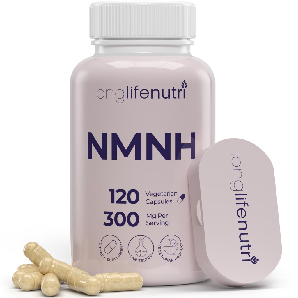LongLifeNutri NMNH 300mg (dihydronicotinamide mononucléotide) - 120 Capsules Vegan, 2 mois d'alimentation, NMN Alternative, NAD Supplément pour l'énergie et la longévité, Lab testé, Fabriqué aux États-Unis