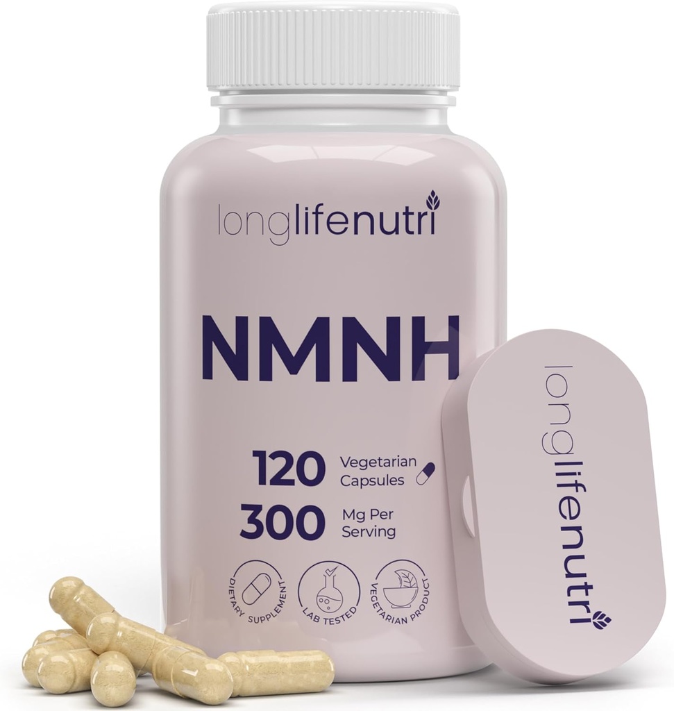LongLifeNutri NMNH 300mg (dihydronicotinamide mononucléotide) - 120 Capsules Vegan, 2 mois d'alimentation, NMN Alternative, NAD Supplément pour l'énergie et la longévité, Lab testé, Fabriqué aux États-Unis