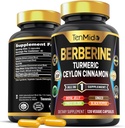 Berberine Supplement - 7in1 Formula - Combine with Turmeric, Royal Jelly, Ceylon Cinnamon, Ginkgo Biloba, Ginger & Black Pepper - Digestive Health, Immune Support - 120 Capsules