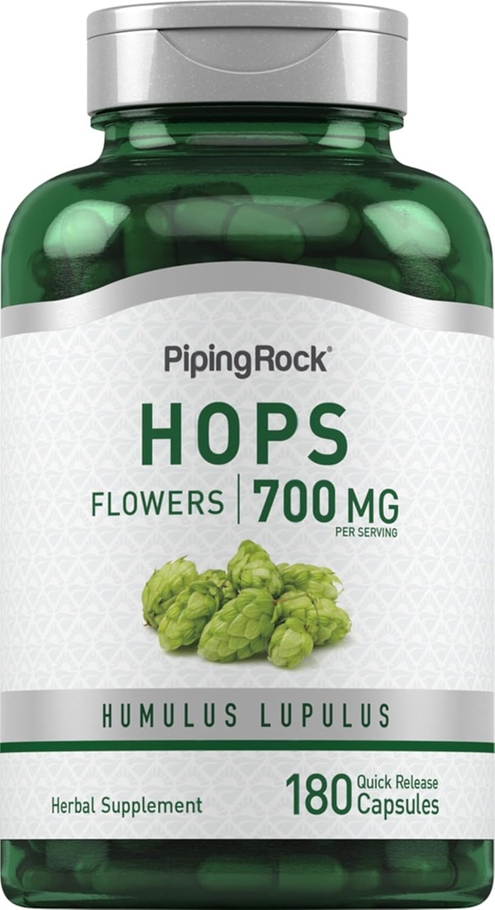 Supplément d'extrait de houblon de roche à pipe de 700mg, 180 capsules Humulus Lupulus, sans gluten