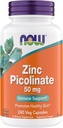 Maintenant Suppléments, Zinc Picolinate 50 mg, Supports Fonctions enzymatiques, Soutien immunitaire, Non-OGM, Kosher, Convient aux Végétariens - 240 Capsules végétariennes (Pack de 1)