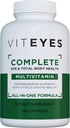 Viteyes Complete Eye & Total Corps Santé Multivitamine Supplément nutritionnel, 180 Capsules
